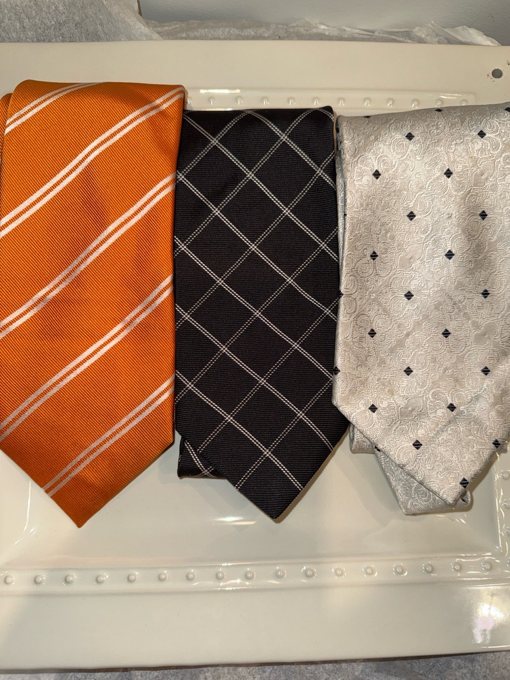 Orange, Black, Silver Tie Set: Brooks Brothers, Charles Tyrwhitt,Bruno Piatelli